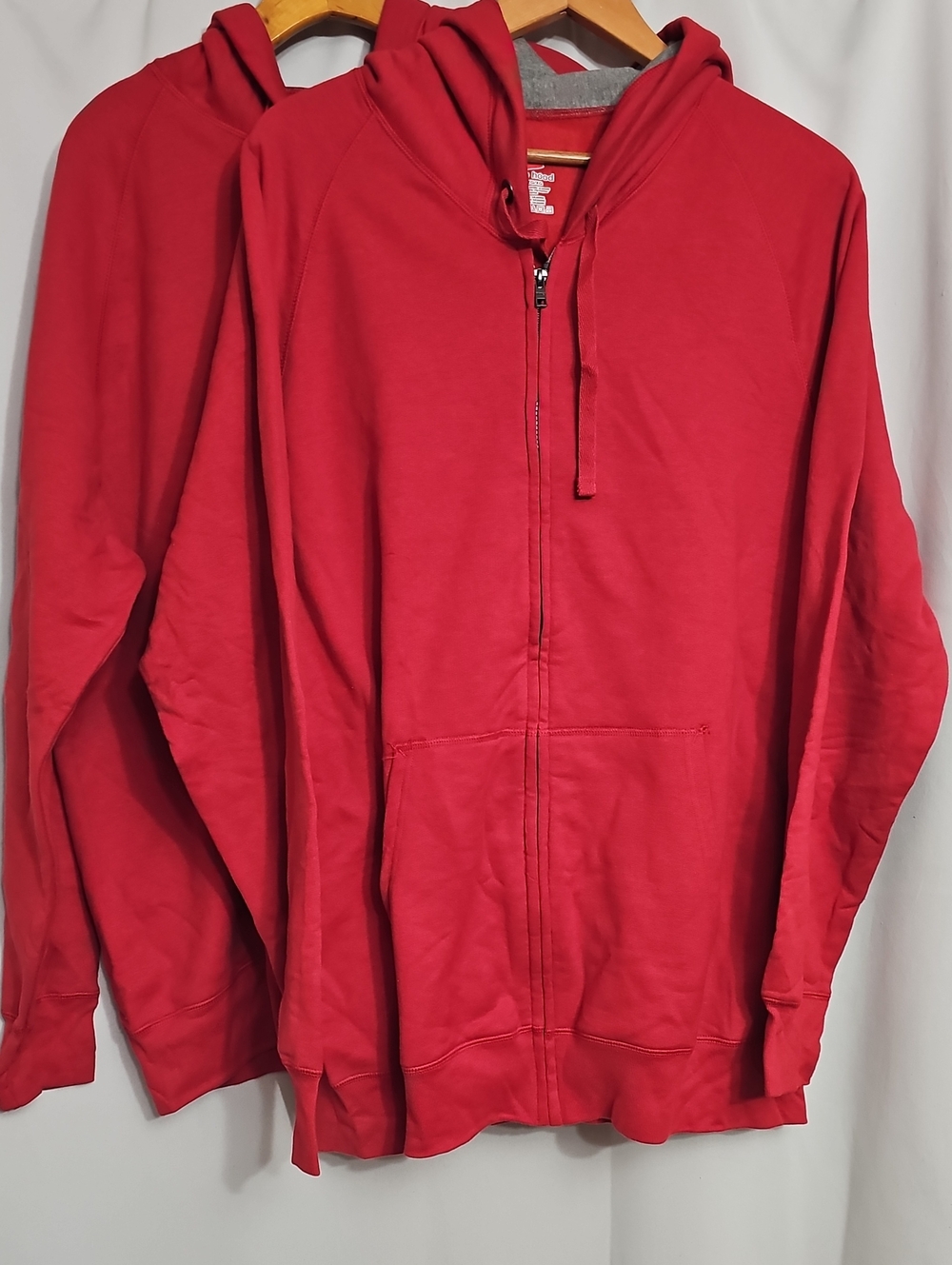 2PK Hanes Nano Fleece Zip up Hoodie Vintage Red Size XL Tag Free Pockets New